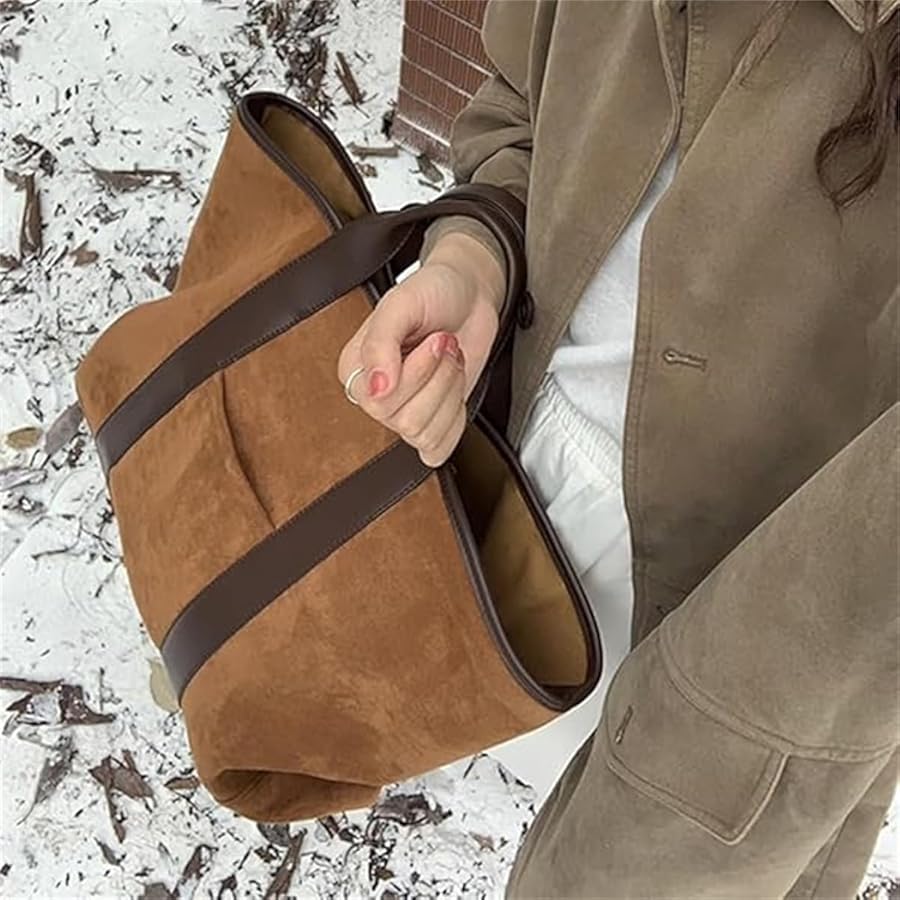 Amazon.com: Large Capacity Suede Tote Bag,Vintage Top Handle