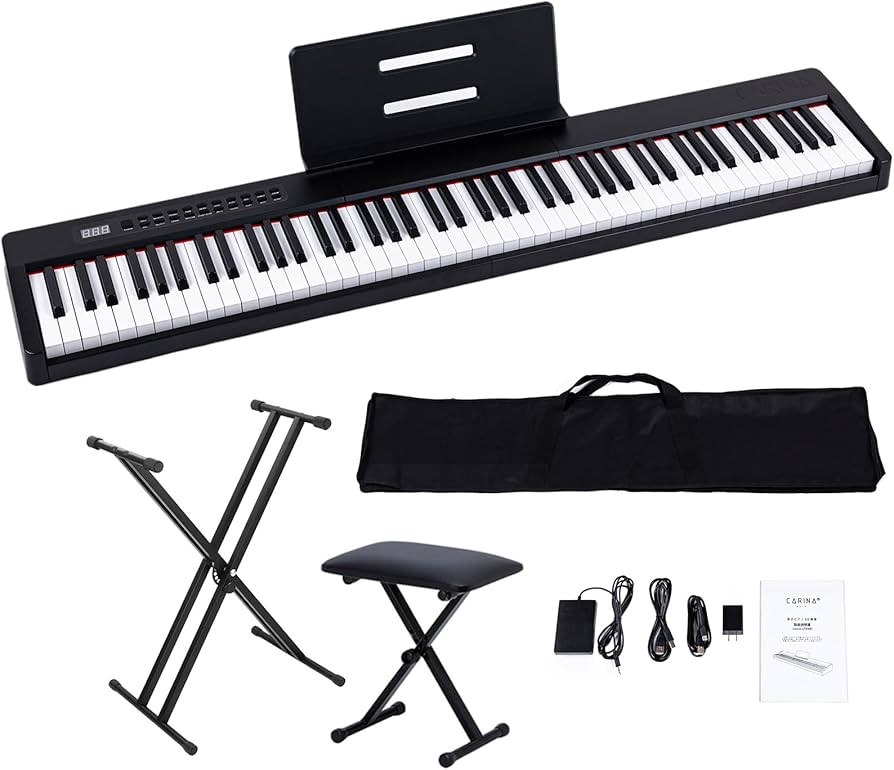 Amazon | Carina 電子ピアノ 88鍵盤 キーボード 充電式 コードレス