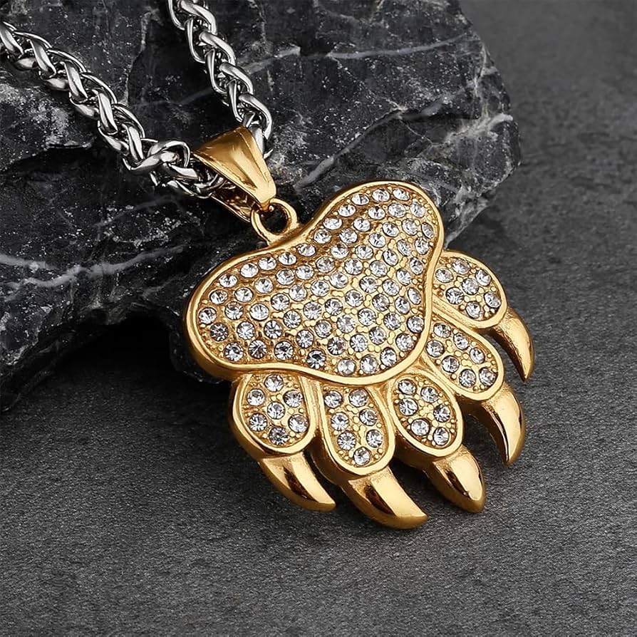 Amazon.co.jp: バイキング クマの爪 ネックレス メンズ - 18K ゴールド