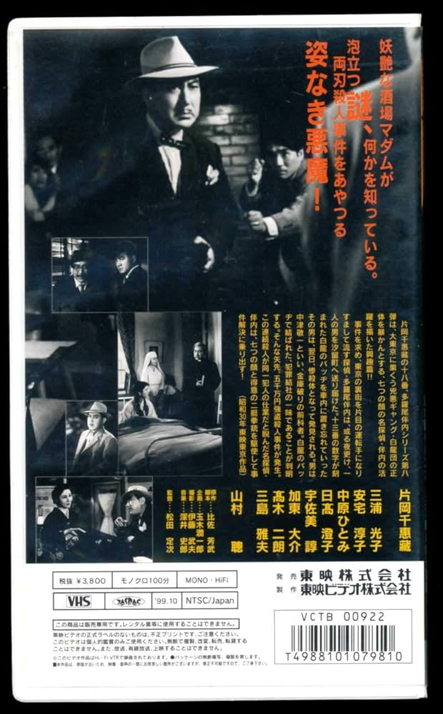 Amazon.co.jp: 多羅尾伴内 復讐の七仮面 [VHS] : 片岡千恵蔵, 松田定次
