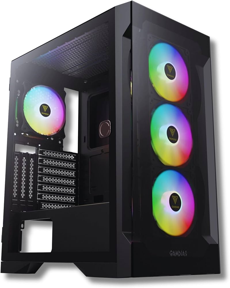 Amazon.co.jp: GAMDIAS ATX ミッドタワー ゲーミングケース 3 x 120mm