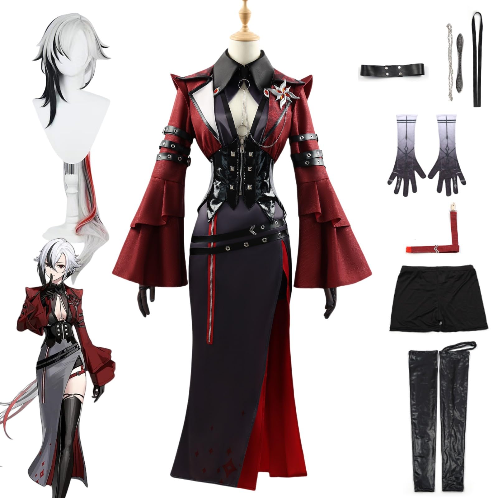 Amazon.co.jp: ウィッグ追加可 原神 アルレッキーノ コスプレ衣装