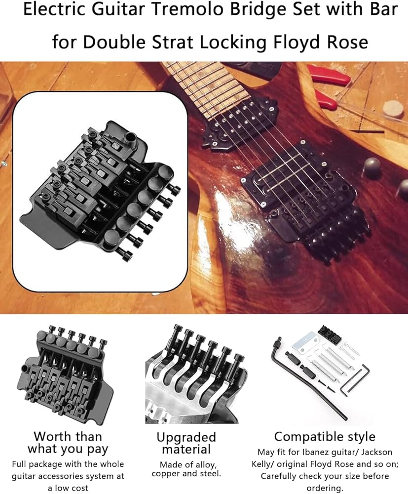 Amazon.com: Black Electric Guitar Tremolo Bridge with Bar Double