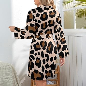 Amazon | バスローブ 豹柄 ヒョウ柄 ガウン レディース パジャマ