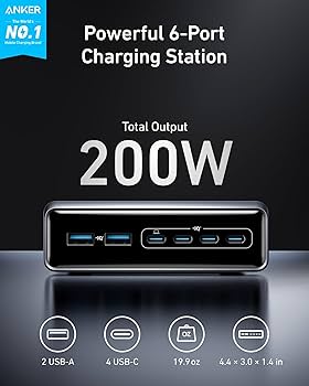Amazon.com: Anker Prime Charging Station, 200W 6-Port GaN Desktop