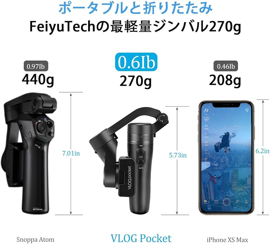 Amazon | FeiyuTech VLOG Pocketスマホジンバル折りたたみ式