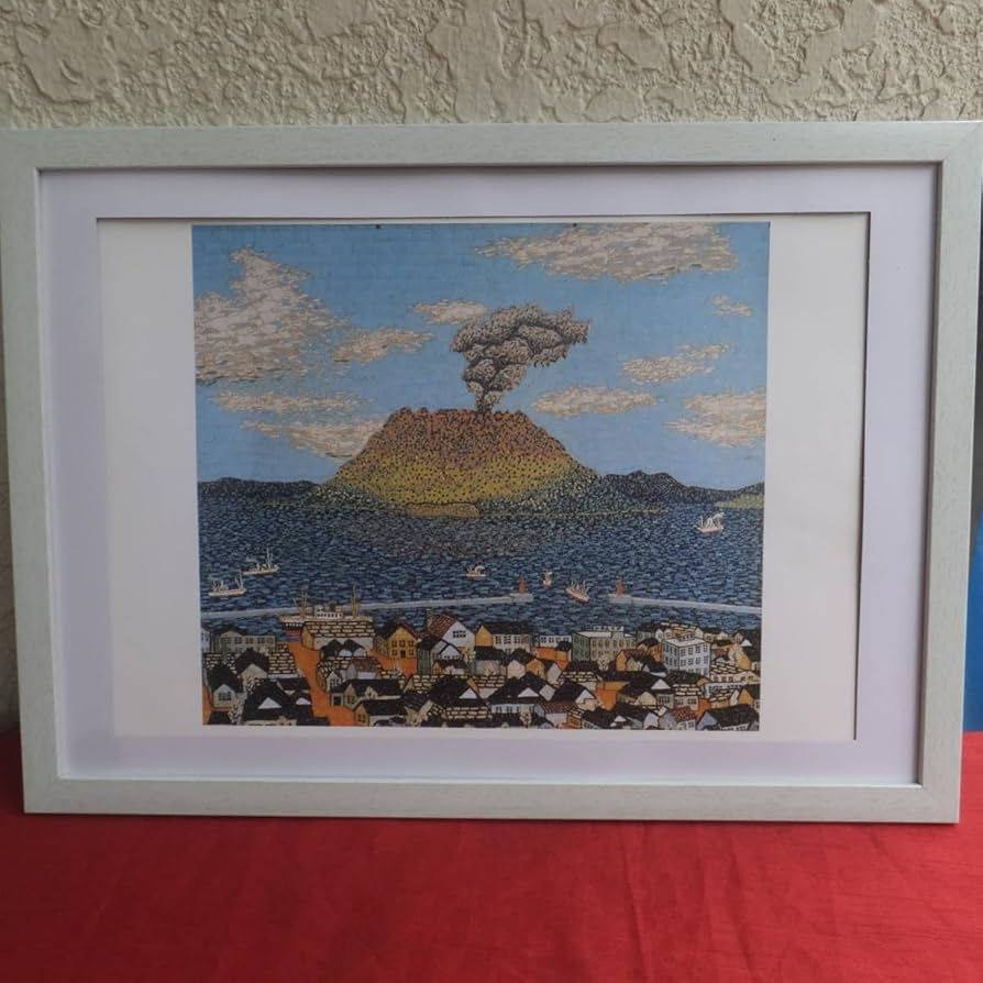 Amazon.co.jp: 山下清 作／桜島 貼り絵／年代不詳／印刷物／ : ホーム