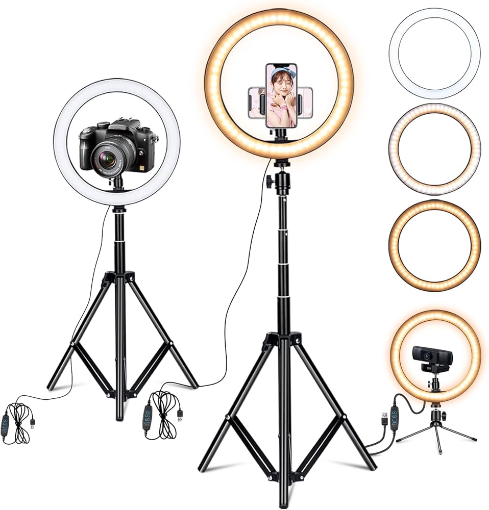 Amazon | Amconsure LEDリングライト高安定性 三脚スタンド+卓上