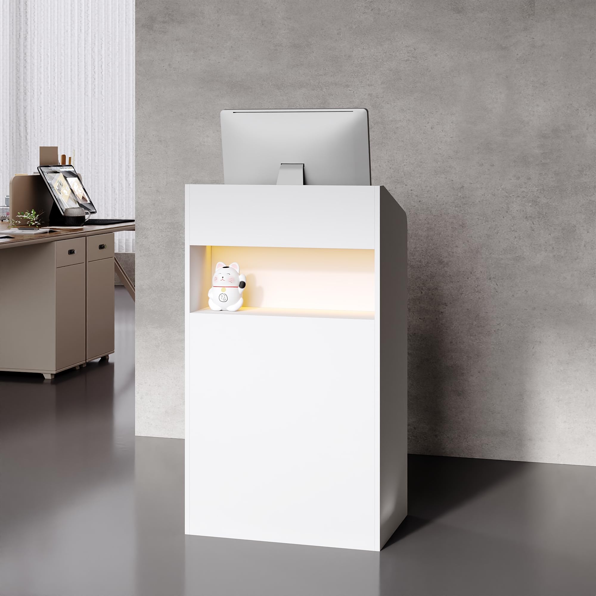 Amazon.co.jp: YOI LIFE 受付カウンター 幅60cm木製 カウンター