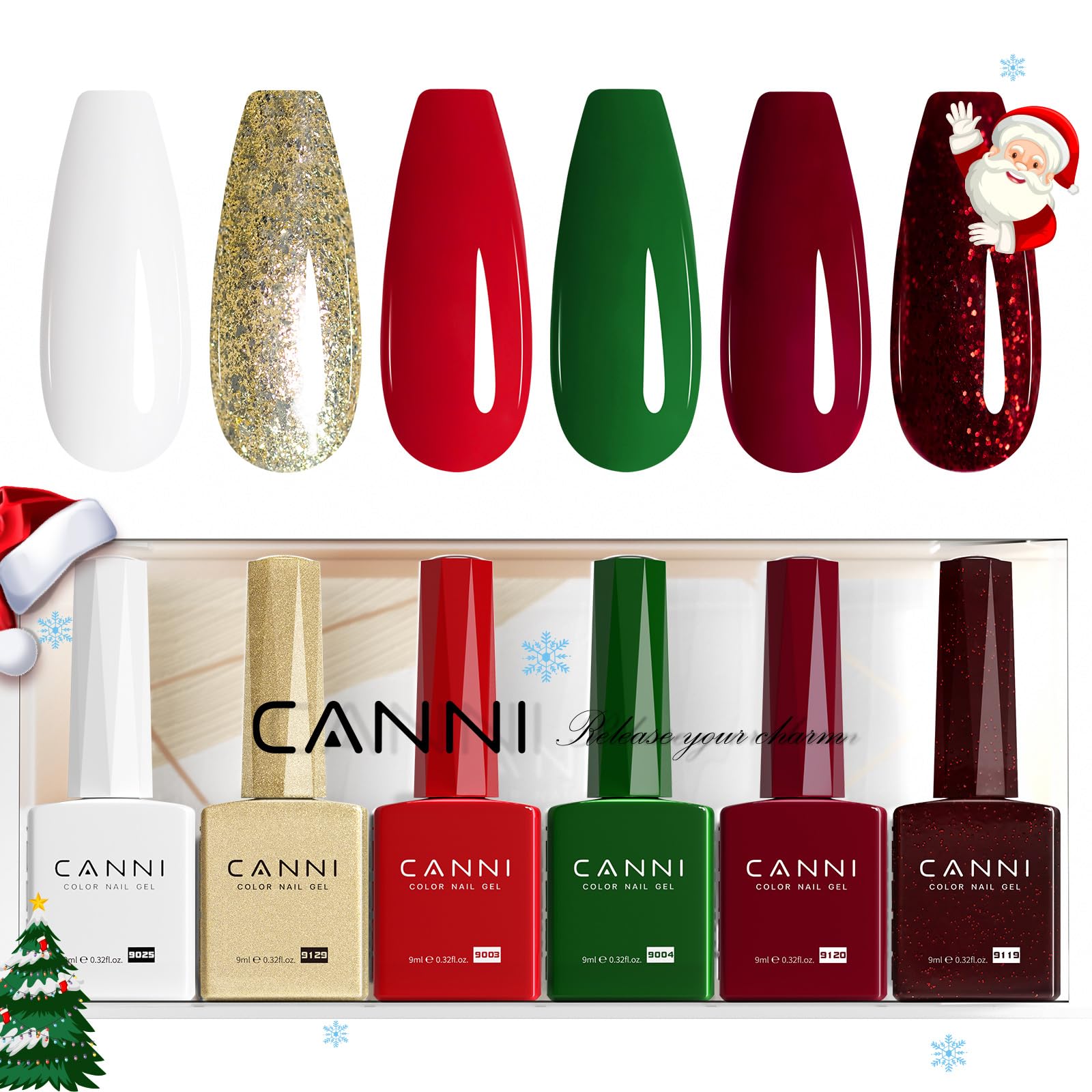 Amazon.com: CANNI 6Pcs 9ml Gel Nail Polish Set- White Glitter Gold