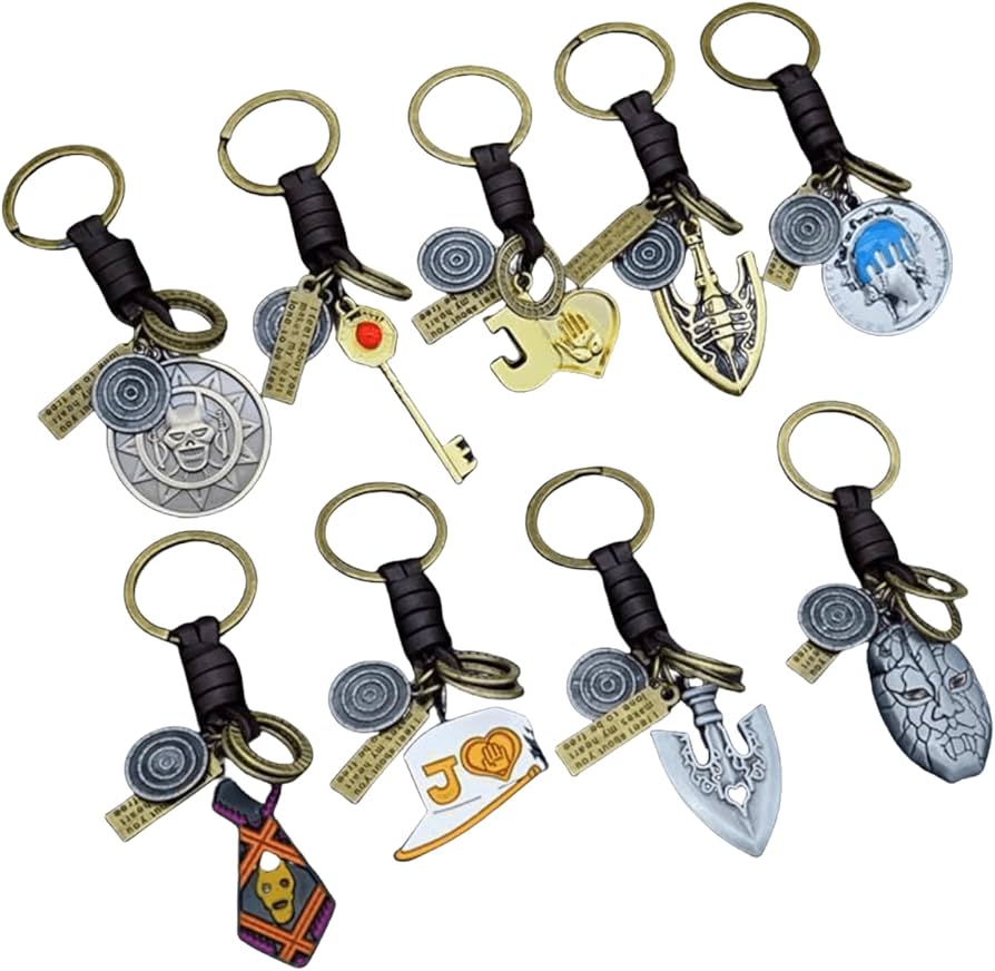 Amazon.co.jp: ジョジョの奇妙な冒険 キーホルダー 牛革ひも キー