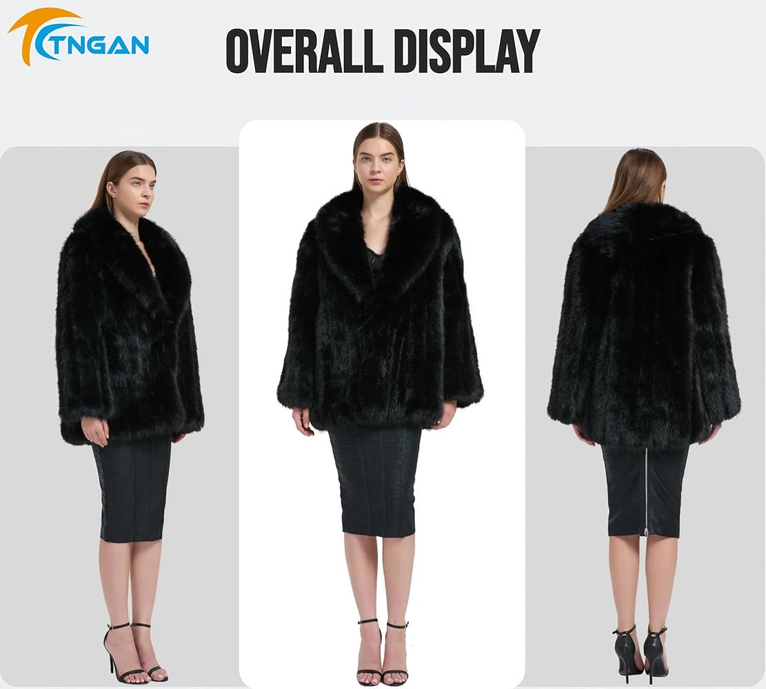 Tngan Womens Fuax Fur Coat Winter Warm Fluffy Faux Fur Parka
