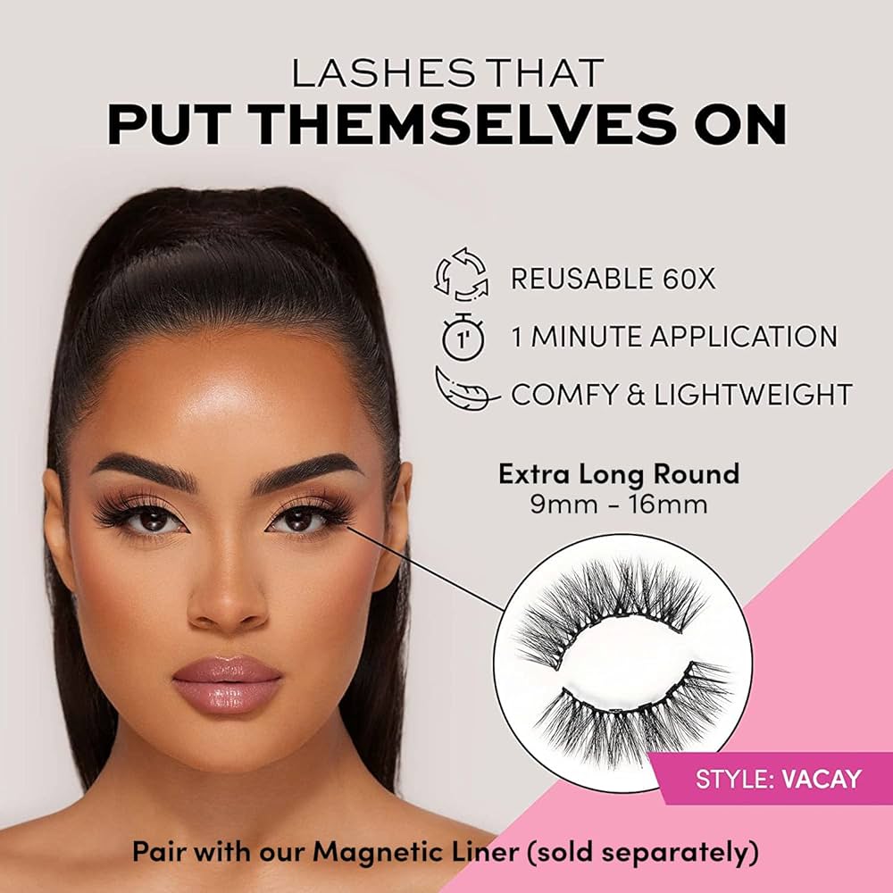 Amazon.com: Glamnetic Magnetic Eyelashes - Vacay | Long Magnetic
