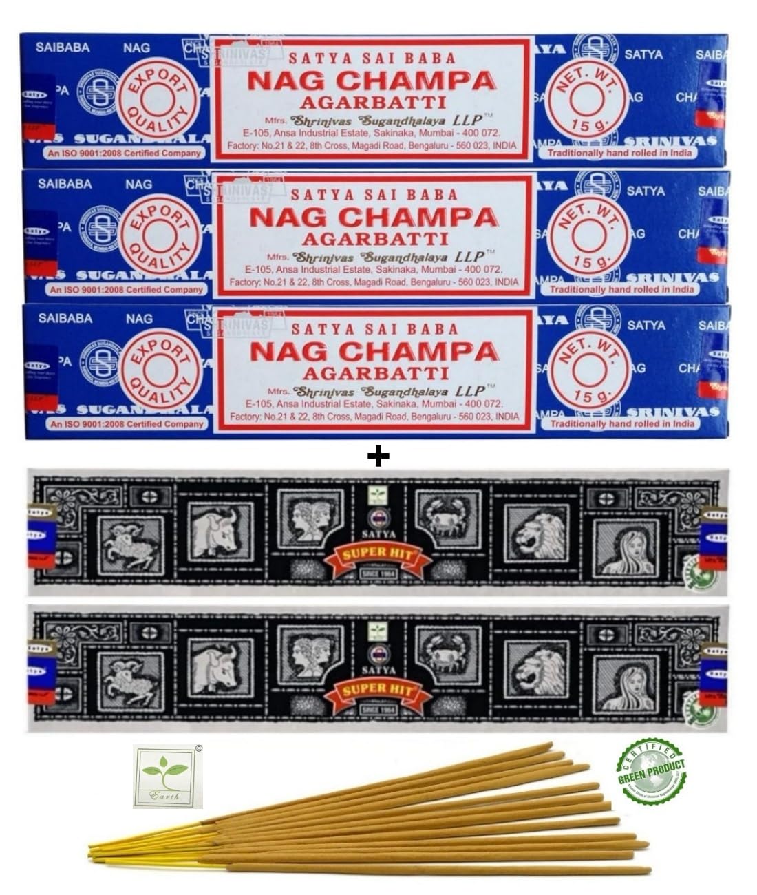 Amazon.co.jp: SATYA サイババ ナグチャンパ お香 3箱 + SATYA EARTH