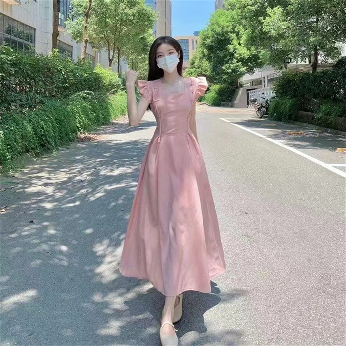 Amazon.co.jp: ピンクワンピース レディース フレアワンピース