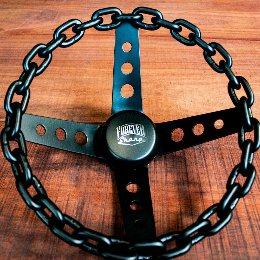 Amazon | 11インチマットブラックチェーンステアリングホイール4