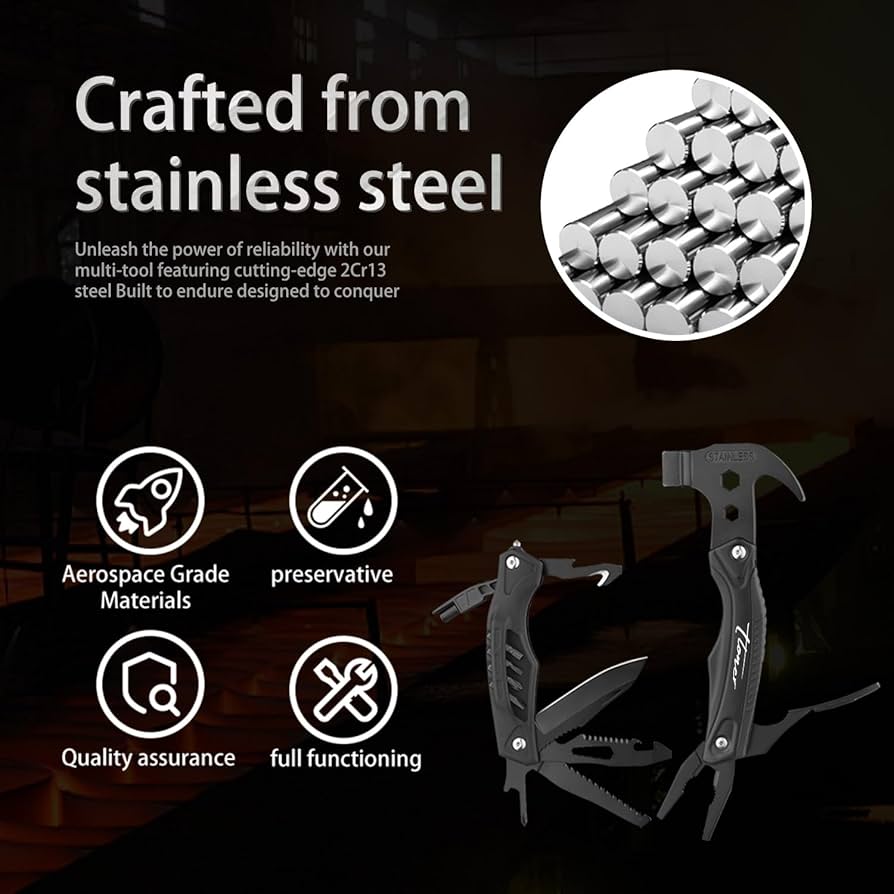 TLONER, ZEUS Series 21-H Multitool hammer with Premium Stainless