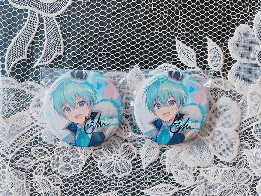 水色リボン付きバッグ 缶バッジ ころん 水色リボン付きバッグ 缶バッジ