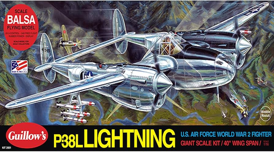 Amazon.com: Guillow's Lockheed P-38 Lightning Model Kit Black