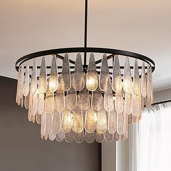 Siljoy Modern Mable Textured Glass Chandelier, 31.5