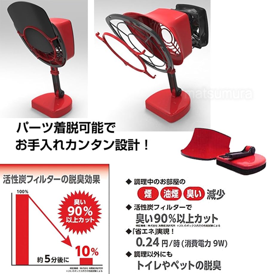 Amazon.co.jp: ドウシシャ 卓上式換気扇 エアークリーンファン レッド