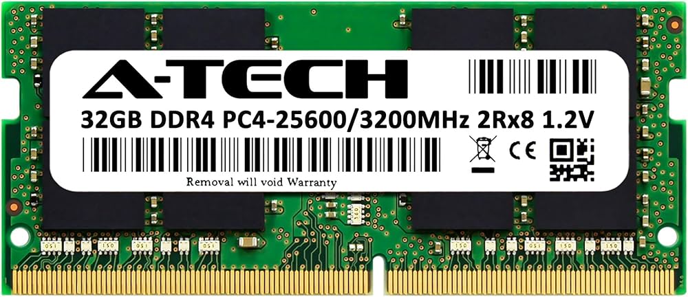 A-Tech Módulo de memória RAM de laptop não ECC 32GB DDR4 3200 MHz