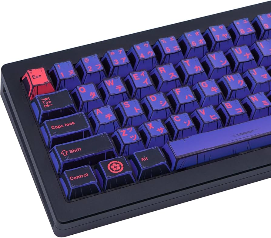 GEKUCAP Ninja Japanese PBT Custom Keycaps, 130 Keys Black Purple