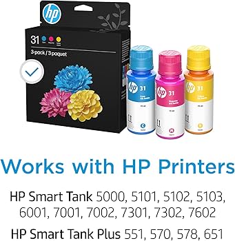 Amazon.co.jp: HP 31 シアン、マゼンタ、イエローインクボトル (3個