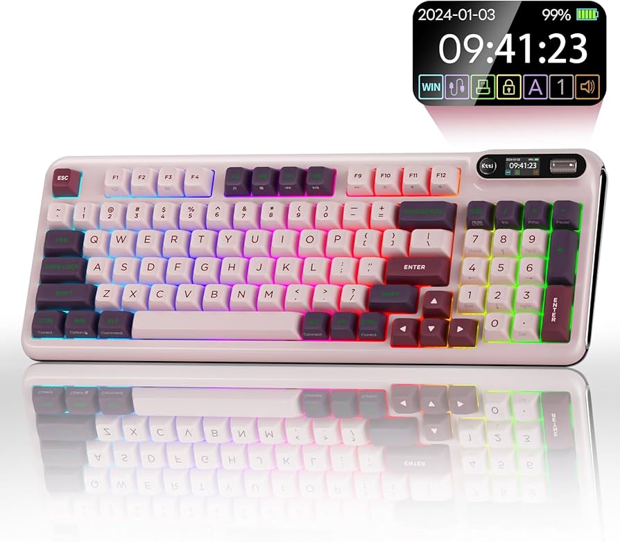 Amazon.com: KZZI Z98 Wireless Mechanical Keyboard, Smart Display