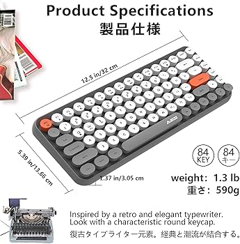 Amazon.co.jp: Ajazz 308i ブルートゥース タブレット用キーボード