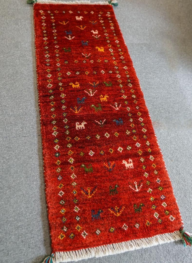 40×40cm ペルシャ絨毯 手織りギャッベ アマレ族ギャッベ ギャベ 40