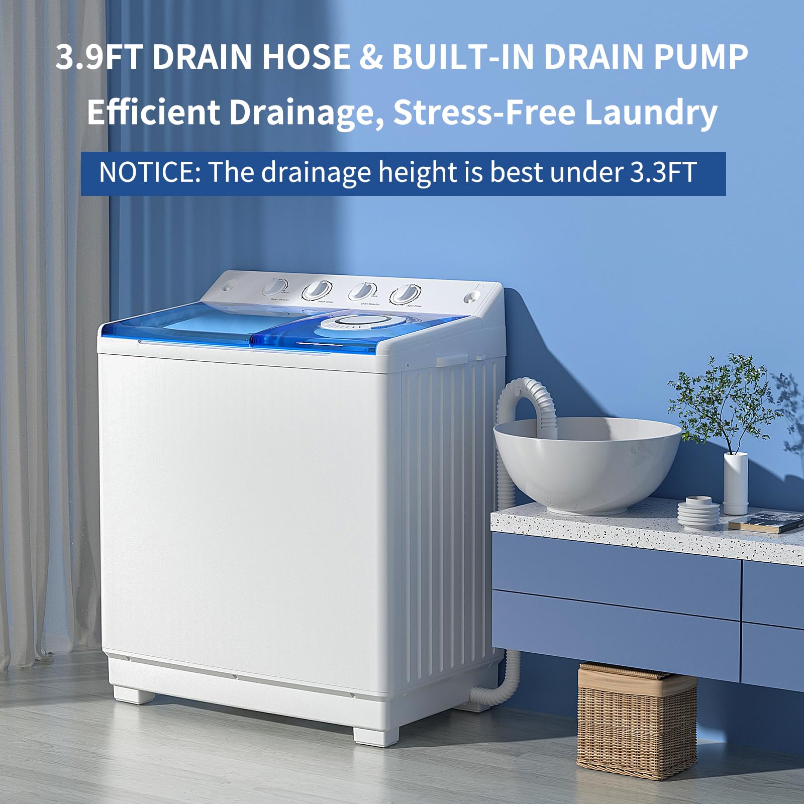 Amazon.com: Zynkez Portable Washing Machine, 40Lbs Compact Washing