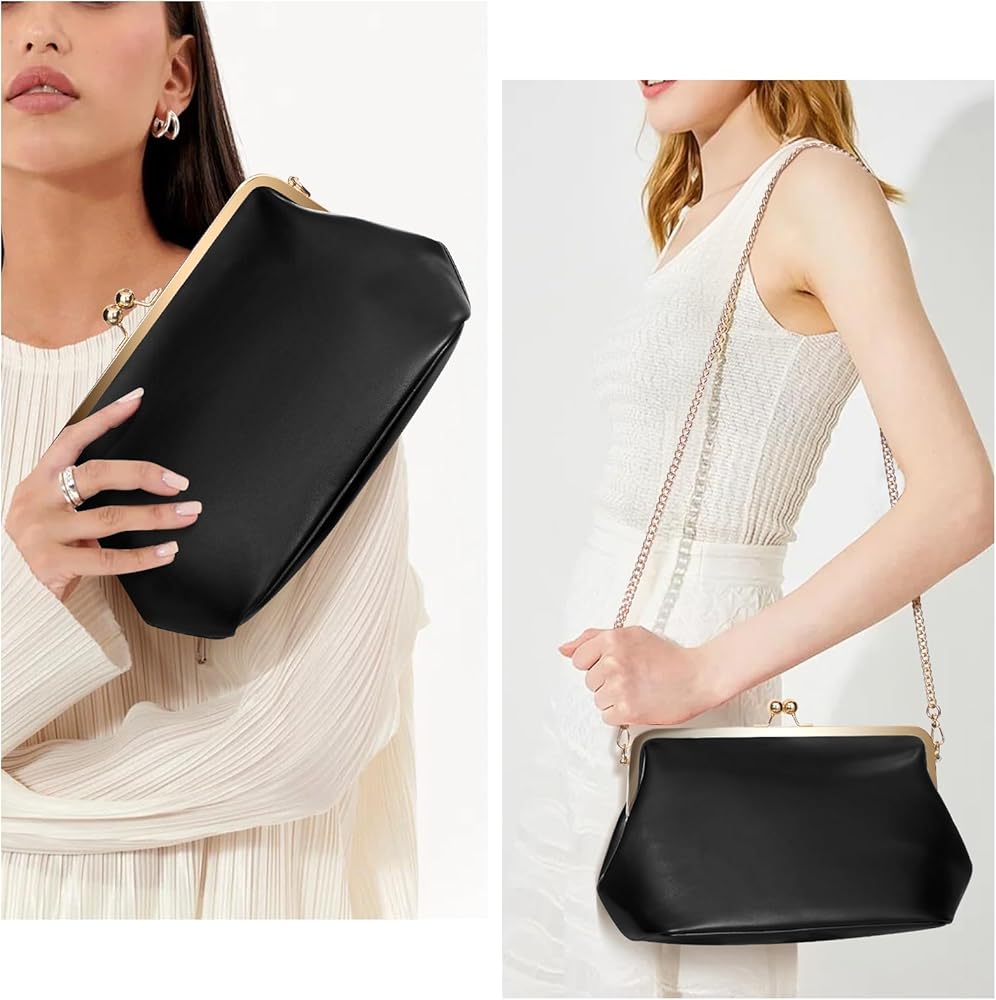 Amazon.com: CATSEA Women's Kiss Lock Crossbody Bag PU Medium