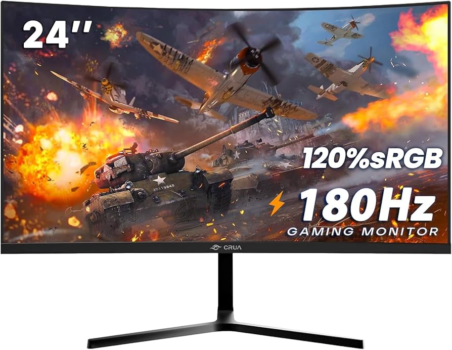 Amazon.com: CRUA 24” Curved Gaming Monitor, 180Hz/144Hz FHD 1080P