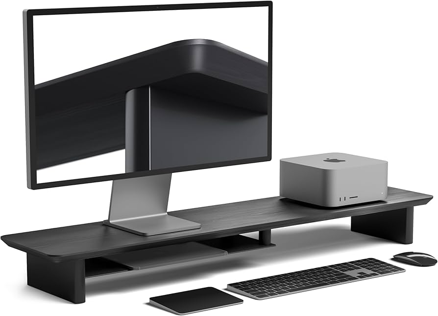 Amazon.co.jp: amesoba 木製 モニタースタンド 卓上 デスクシェルフ