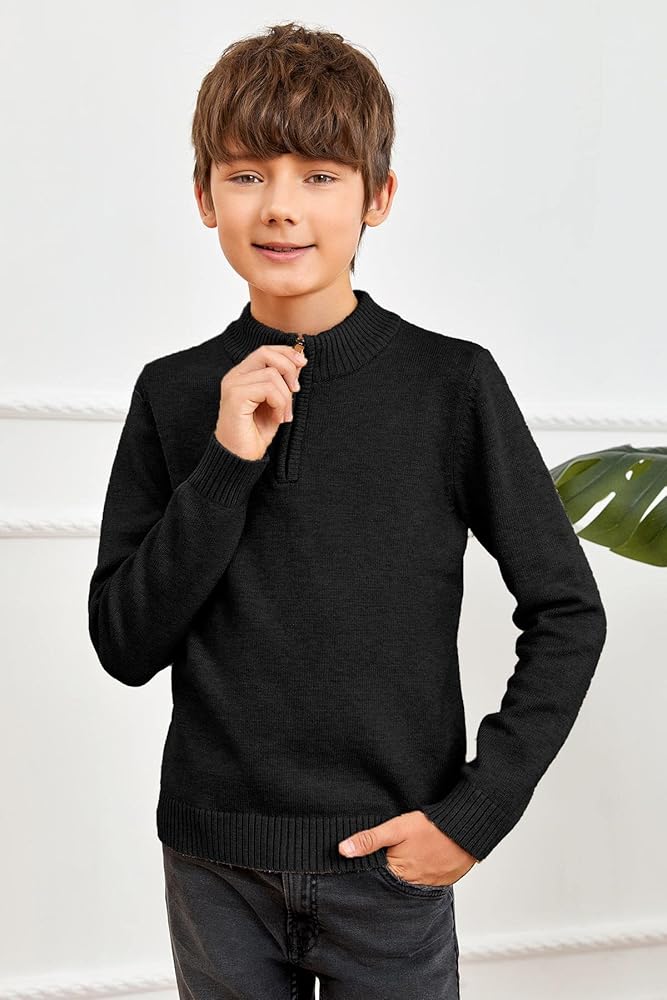 Amazon.com: GAMISOTE Boys Sweater Quarter Zip Up Chunky Knit Mock