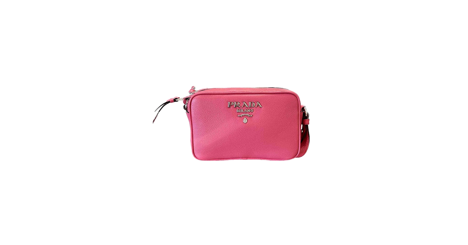 Prada Vitello Phenix Pink Leather Silver Logo Small Camera