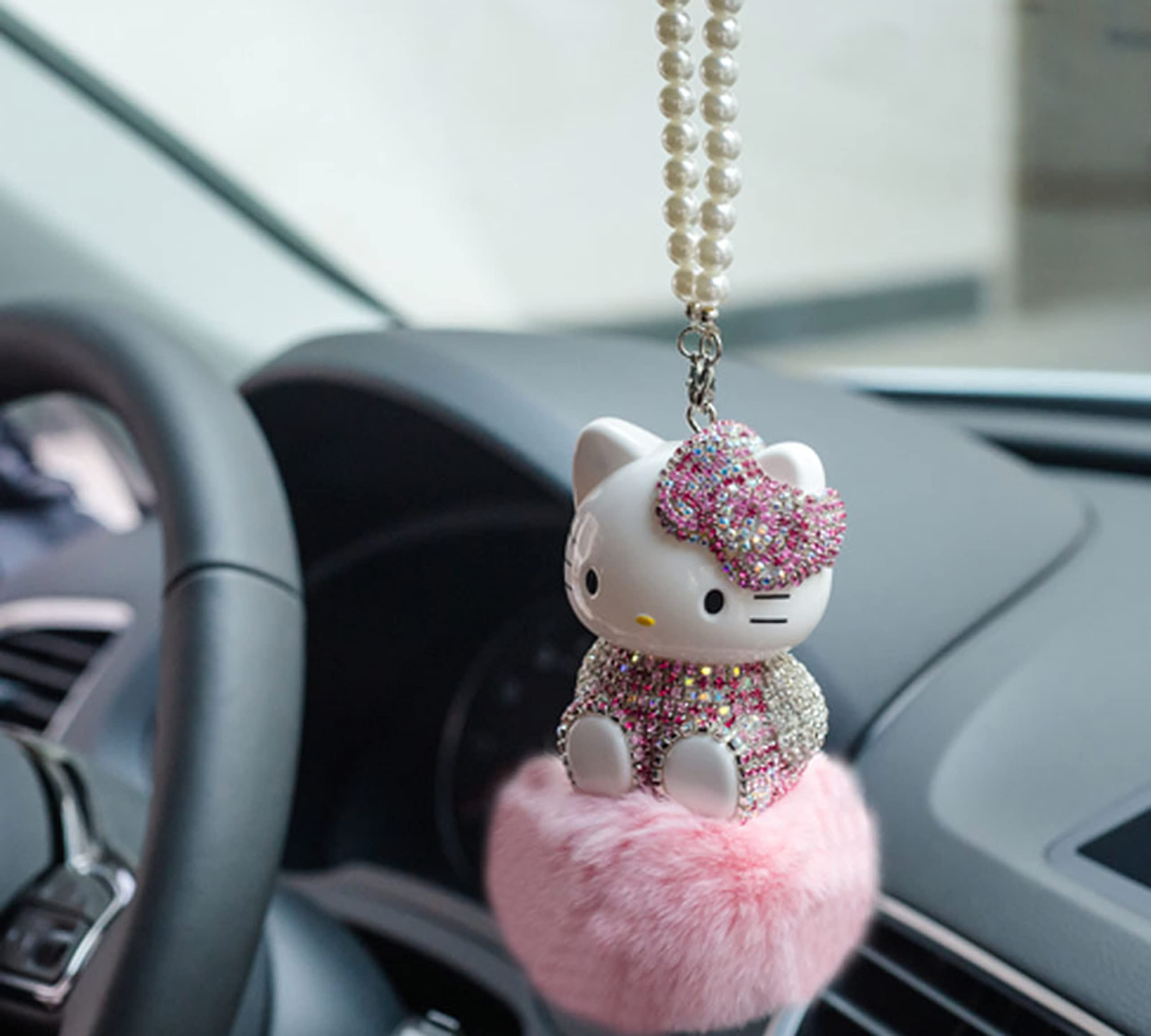 Amazon.com: Cute Mirror Charms and Plush Ball Car Accessories for
