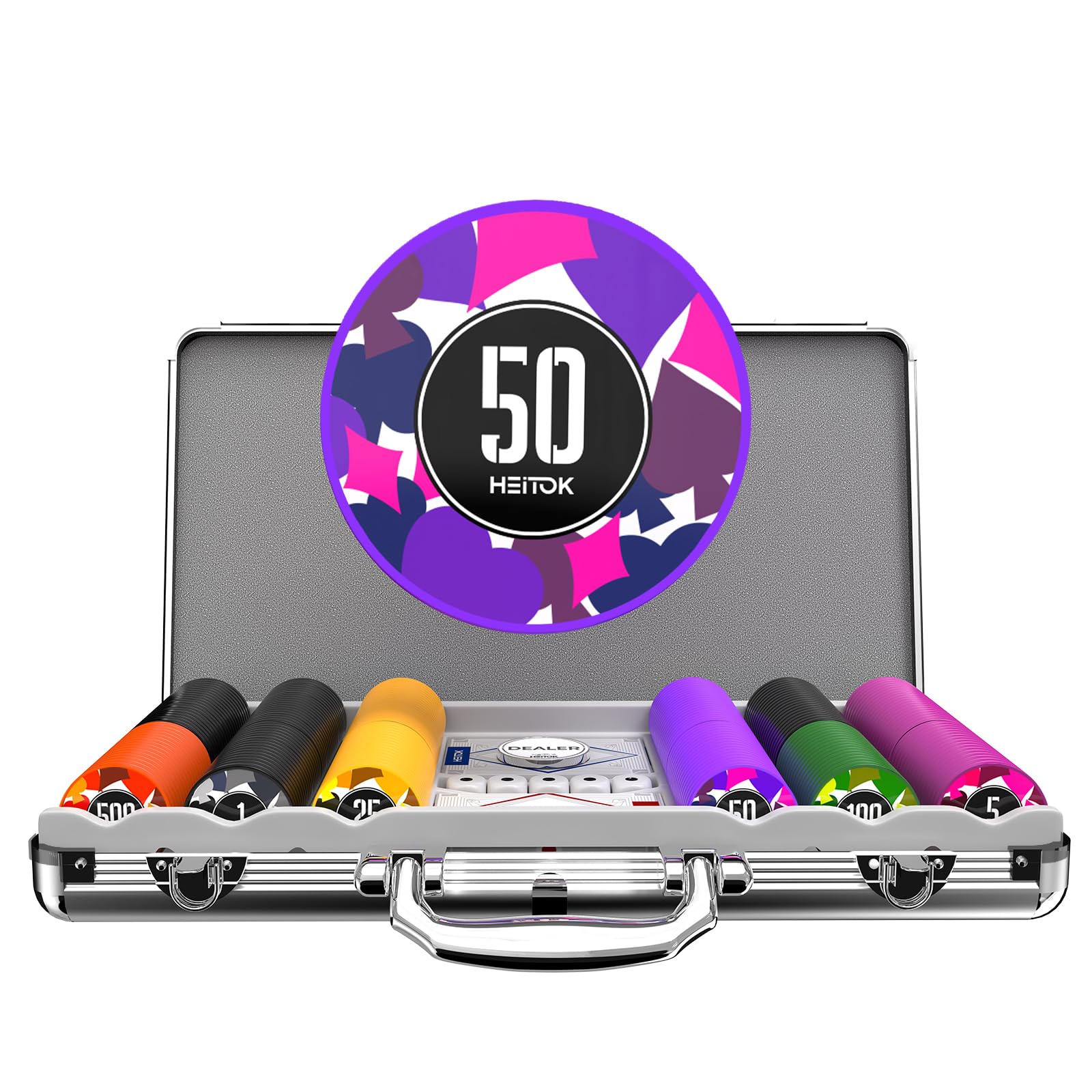 Amazon | HEITOK ポーカーチップ ポーカーセット 300枚 数字入り 11.5g