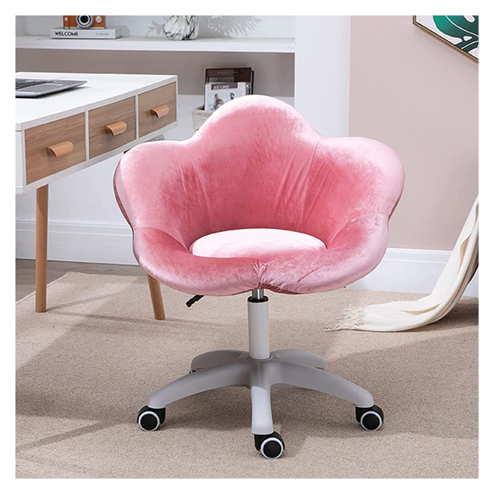 Amazon.co.jp: ひじ付き事務椅子 花の形のベルベットのオフィスチェア