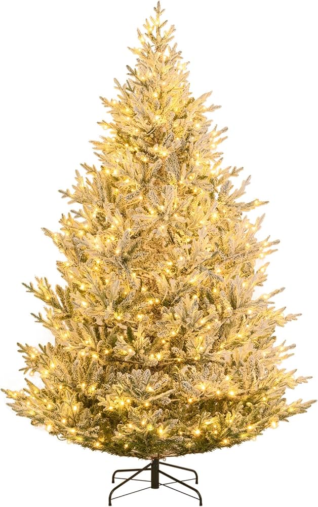 Amazon.com: Goplus 8 FT Pre-Lit Snow Flocked Christmas Tree