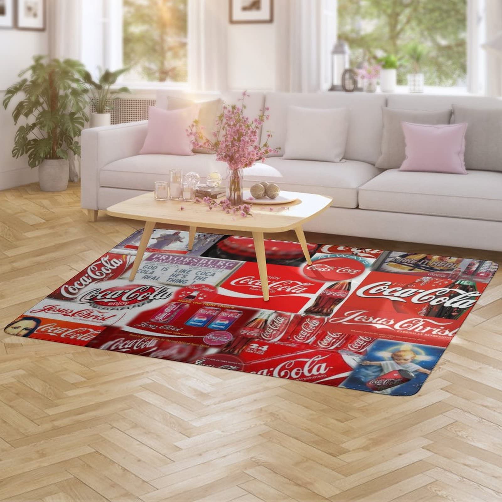 Amazon | コカコーラ ラグ カーペット 洗える ラグマット 滑り止め付