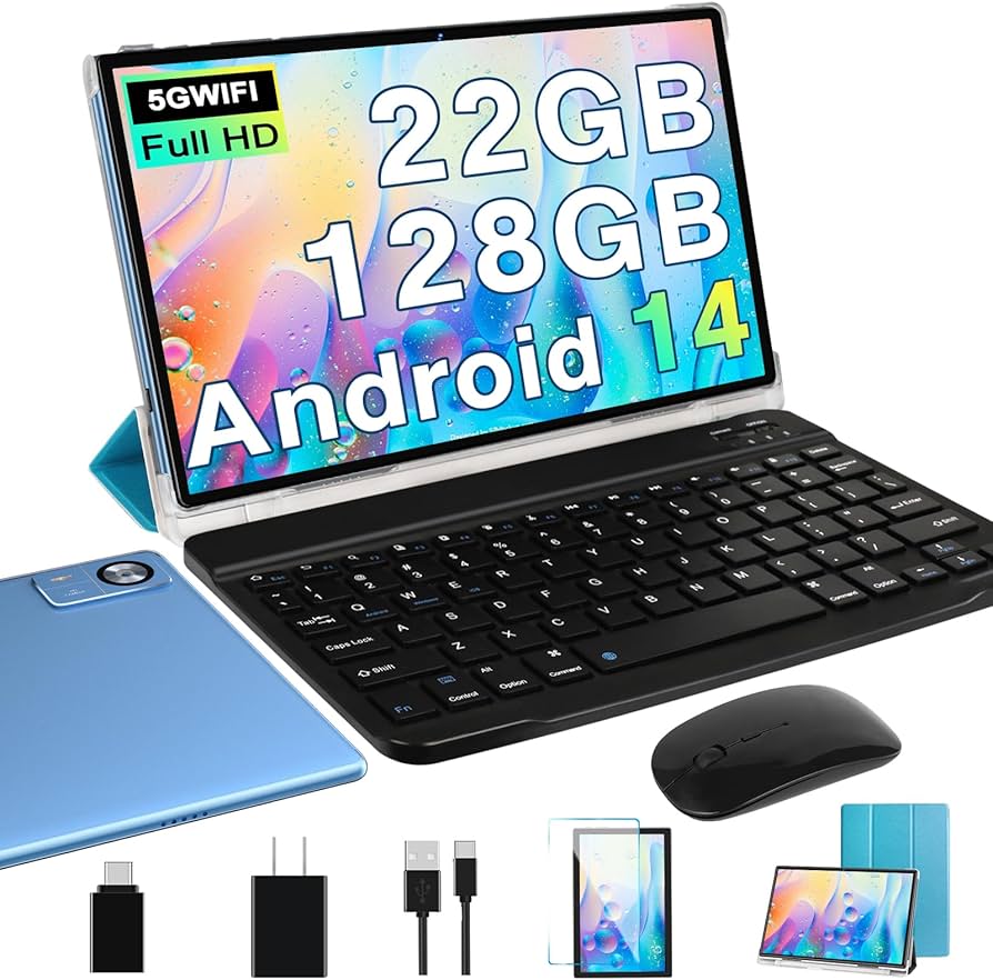 Android 14 Tablet 10.1 inch 22GB RAM 128GB ROM 1TB Expand, 8000mAh