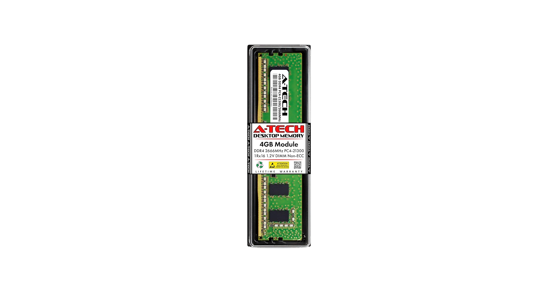 A-Tech 4GB DDR4 2666MHz DIMM PC4-21300 UDIMM Non-ECC 1Rx16 1.2V