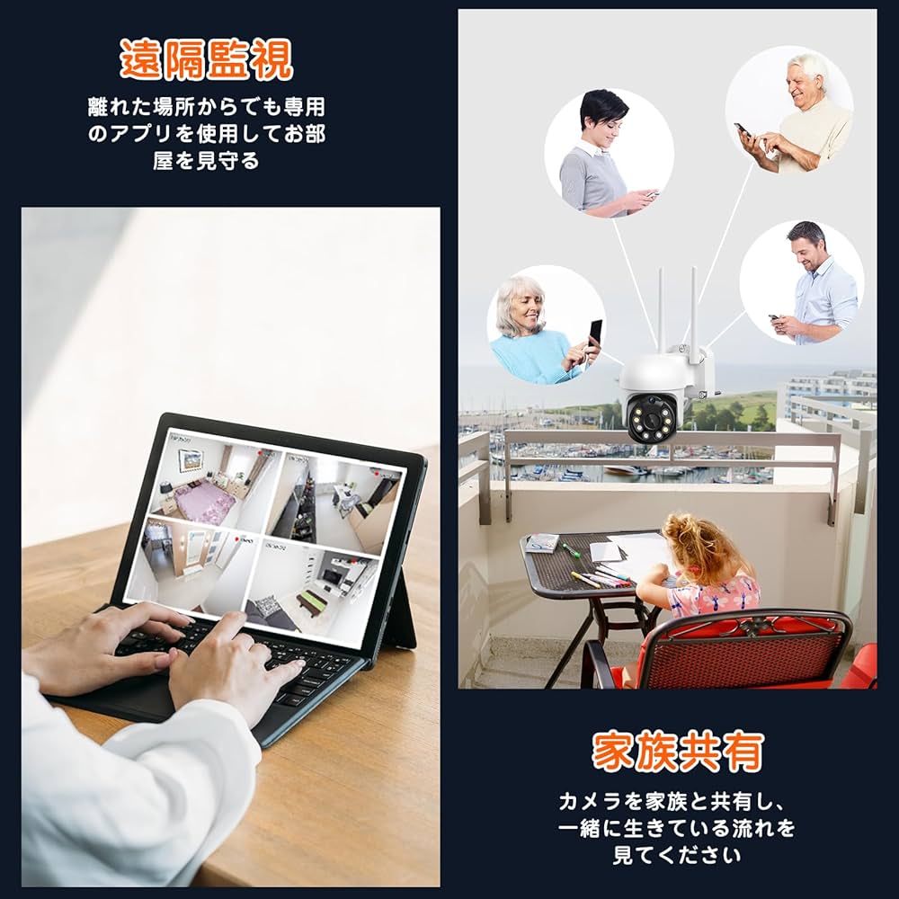 Amazon.co.jp: 【500万画素・自動追跡機能】 YESKAMOO 防犯カメラ 屋外