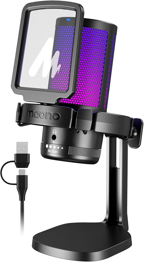Amazon.com: MAONO USB Gaming Microphone for PC, Noise Cancellation