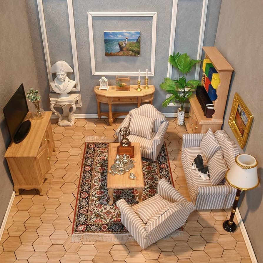 Amazon | iLAND ミニチュア木製ドールハウス家具セット:ソファ