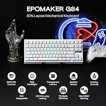 Amazon | EPOMAKER G84 80% RGBゲーミングメカニカルキーボード 2.4GHz