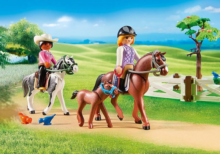 プレイモービル 保安官、保安官の馬、インディアン、少女、農夫