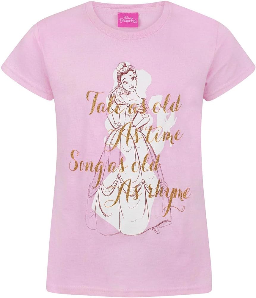 Amazon.com: Disney Beauty and The Beast T-Shirt Girls Kids Pink